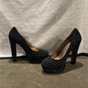 BCBG black studded rhinestone heels